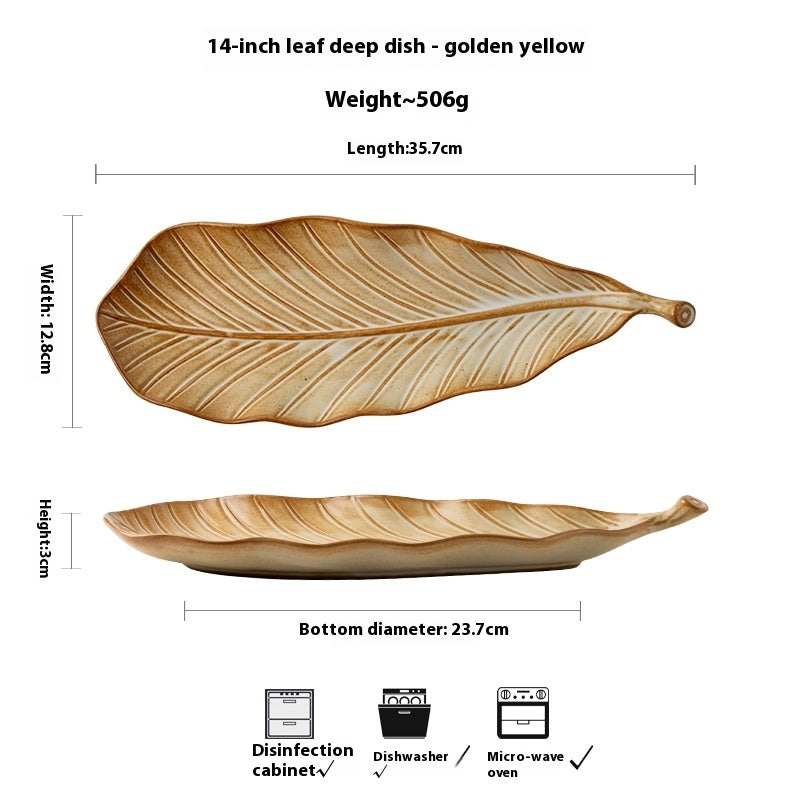 Vintage Leaves Style Sushi Sashimi Plate Ceramic Plate