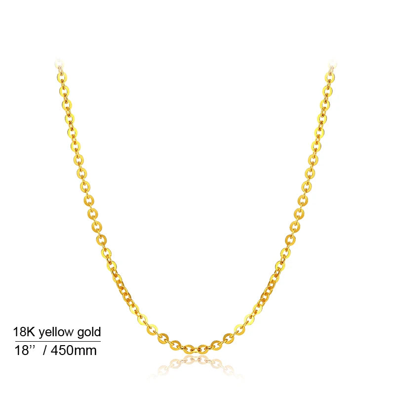Real 18K Solid Gold Chain Necklace For Women,18 Inch Au750 Yellow Gold Necklace Wife Mother Girls Birthday Gift