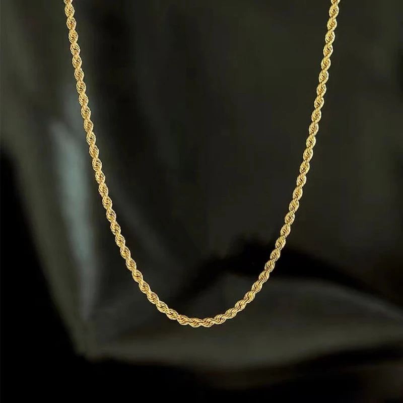 Real 18K Gold Necklace Match Pendant Chain Solid AU750 CLavicle Chain for Women Fine Jewelry Wedding Gift
