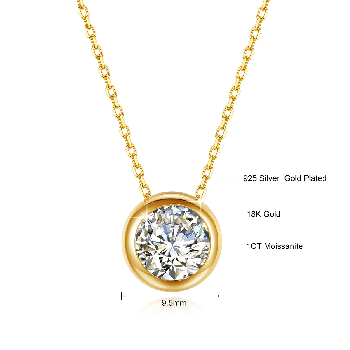 Real 18k Gold Necklace GRA Pink Moissanite Diamond Pendant 0.5ct/1ct Pure AU750 Fine Jewelry Wedding Anniversary Gift for Women