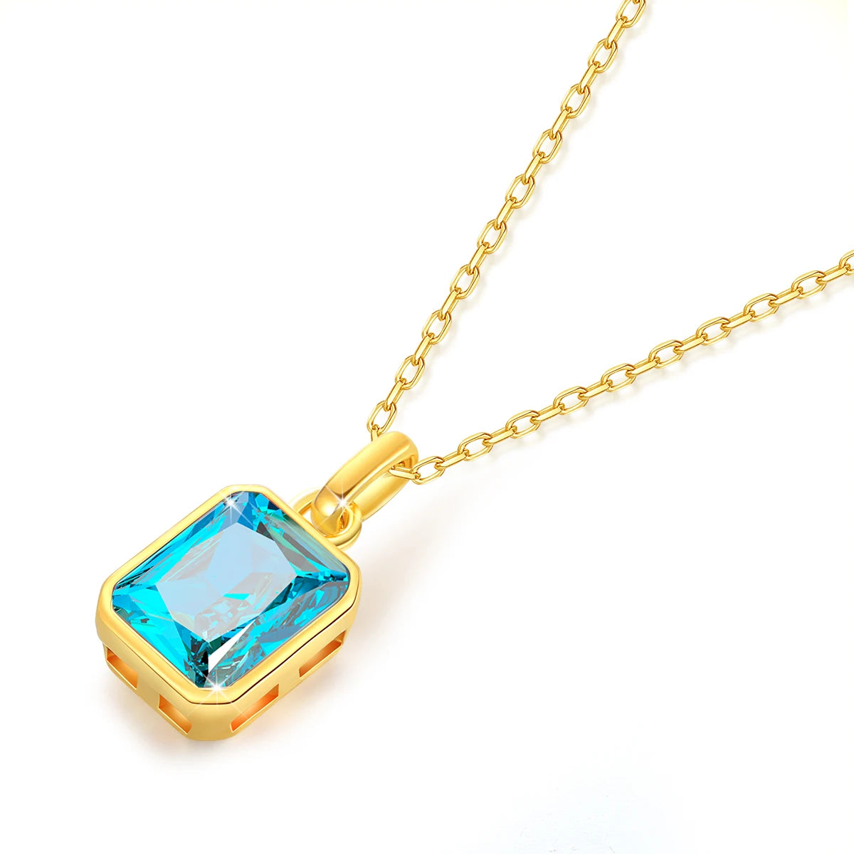 100% Real 18k Gold Necklace Pendant Women 8*10mm Blue Stone AU750 K Gold Jewelry With Certificate Wedding Anniversary Gift Sale