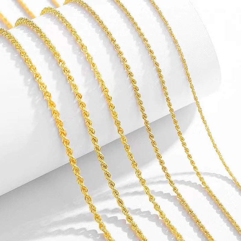 Real 18K Gold Necklace Match Pendant Chain Solid AU750 CLavicle Chain for Women Fine Jewelry Wedding Gift