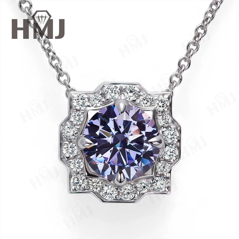 Silver Pendant Necklace for Women 1CT 2CT D Color Moissanite with GRA Certificate 925 Sterling Silver Wedding Necklace Gift