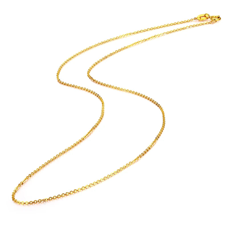 Real 18K Solid Gold Chain Necklace For Women,18 Inch Au750 Yellow Gold Necklace Wife Mother Girls Birthday Gift