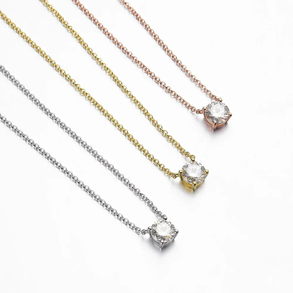 EWYA Luxury 1/2/3/5CT Real D Color Moissanite Pendant Necklace For Women Men 925 Silver Plated 18K Bridal Neck Fine Jewelry Gift