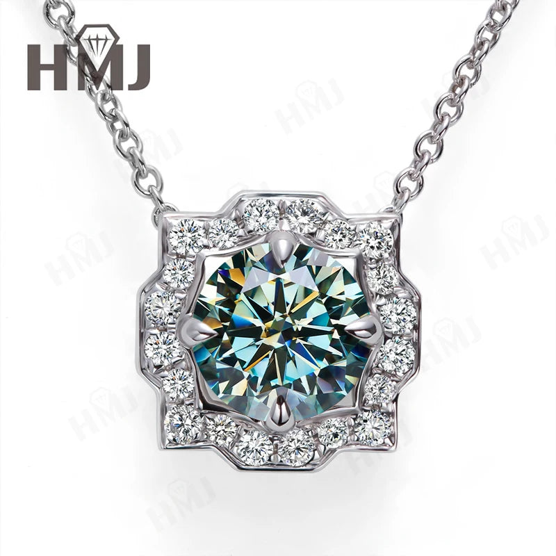 Silver Pendant Necklace for Women 1CT 2CT D Color Moissanite with GRA Certificate 925 Sterling Silver Wedding Necklace Gift