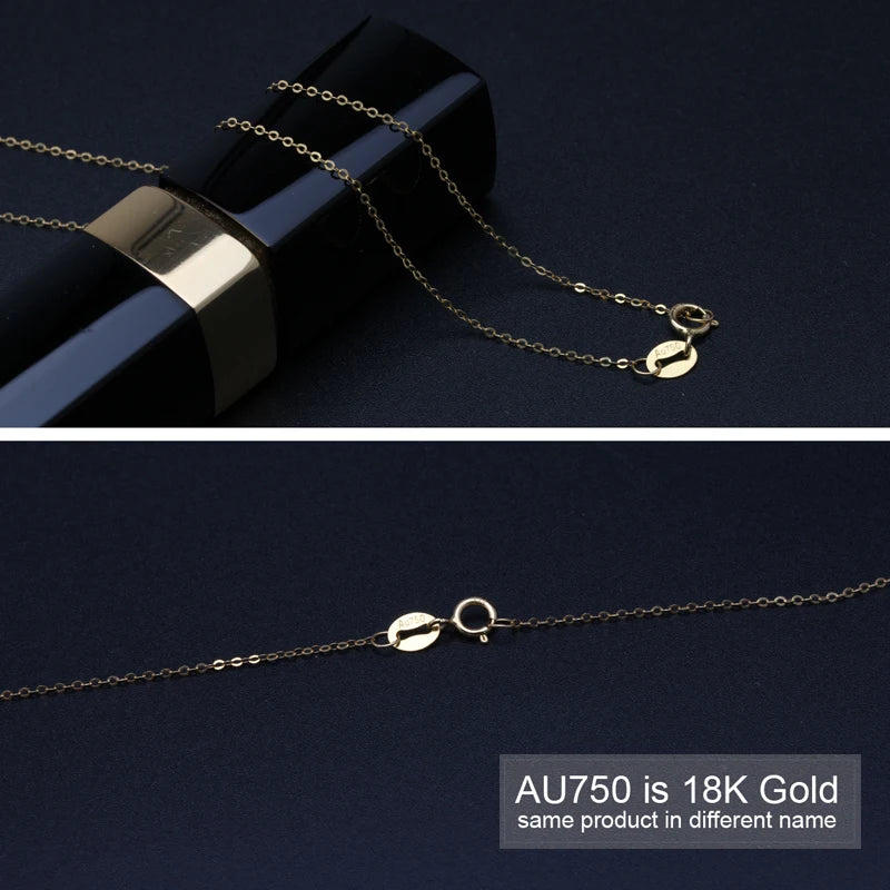 Real 18K Solid Gold Chain Necklace For Women,18 Inch Au750 Yellow Gold Necklace Wife Mother Girls Birthday Gift