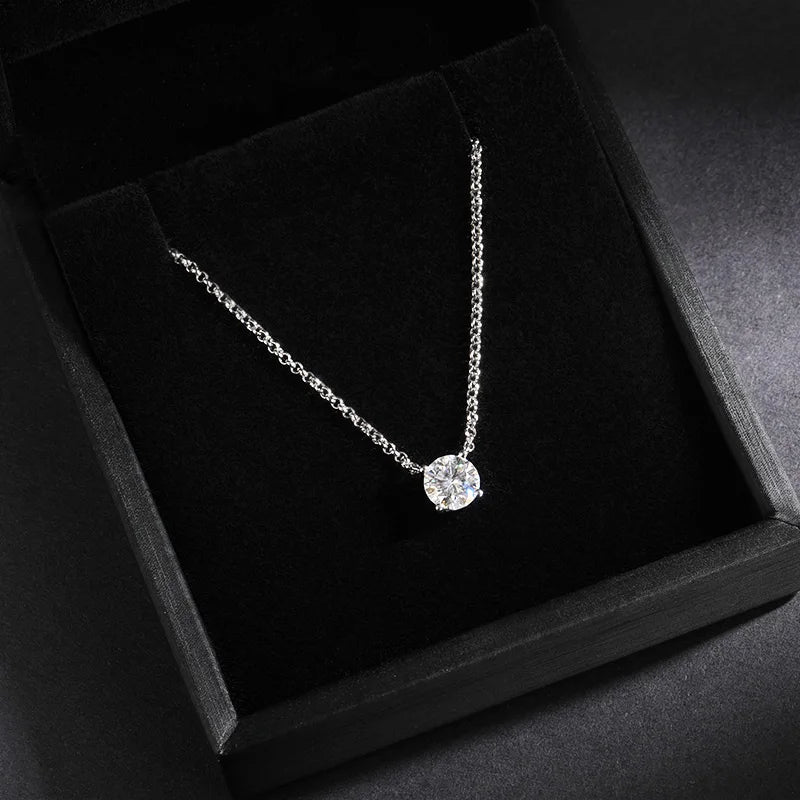 EWYA Luxury 1/2/3/5CT Real D Color Moissanite Pendant Necklace For Women Men 925 Silver Plated 18K Bridal Neck Fine Jewelry Gift