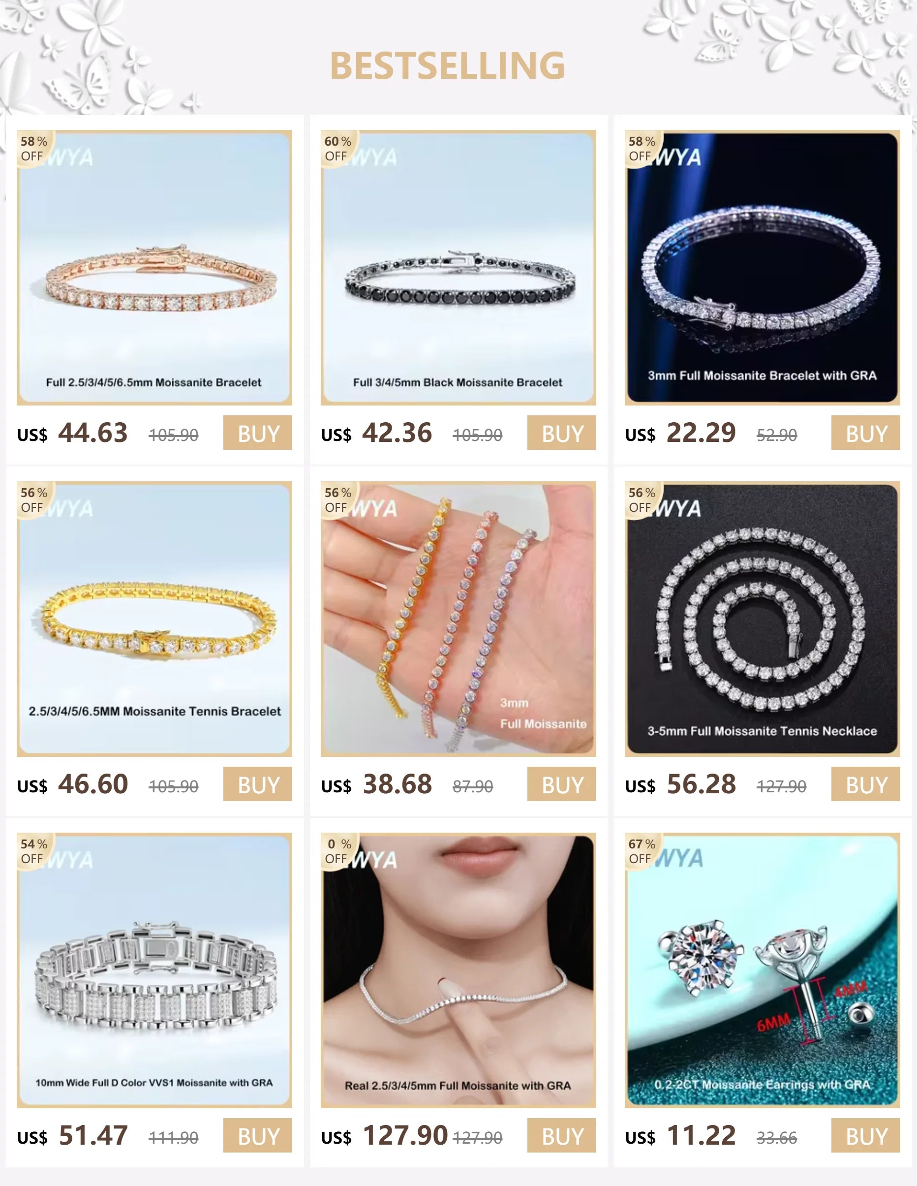 EWYA Luxury 1/2/3/5CT Real D Color Moissanite Pendant Necklace For Women Men 925 Silver Plated 18K Bridal Neck Fine Jewelry Gift