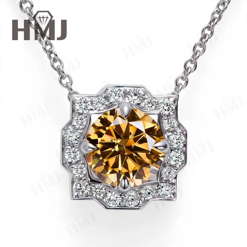 Silver Pendant Necklace for Women 1CT 2CT D Color Moissanite with GRA Certificate 925 Sterling Silver Wedding Necklace Gift