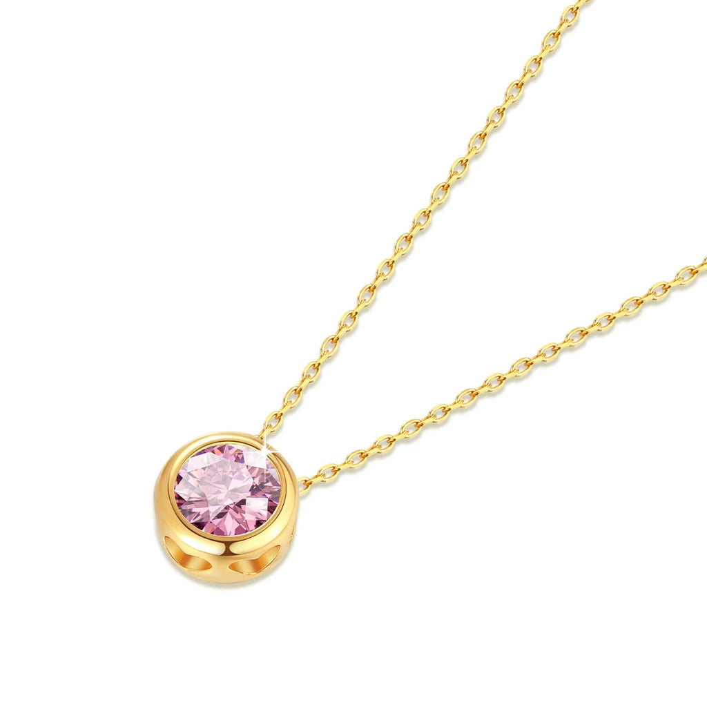 Real 18k Gold Necklace GRA Pink Moissanite Diamond Pendant 0.5ct/1ct Pure AU750 Fine Jewelry Wedding Anniversary Gift for Women