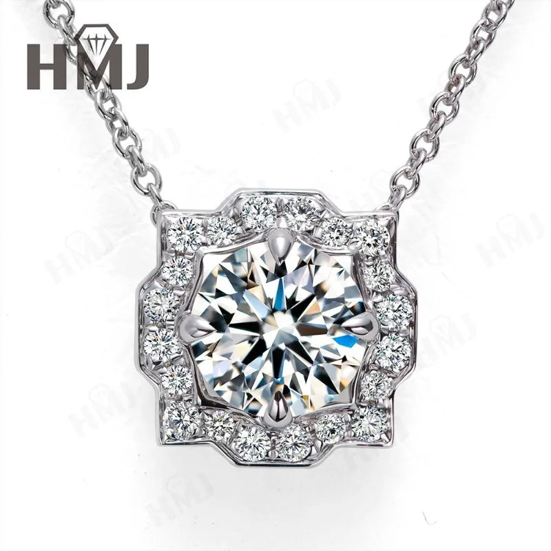 Silver Pendant Necklace for Women 1CT 2CT D Color Moissanite with GRA Certificate 925 Sterling Silver Wedding Necklace Gift