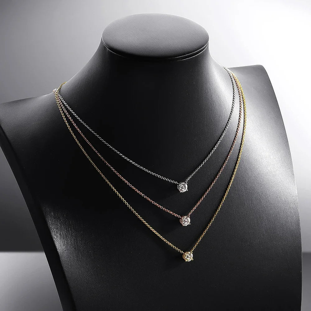 EWYA Luxury 1/2/3/5CT Real D Color Moissanite Pendant Necklace For Women Men 925 Silver Plated 18K Bridal Neck Fine Jewelry Gift