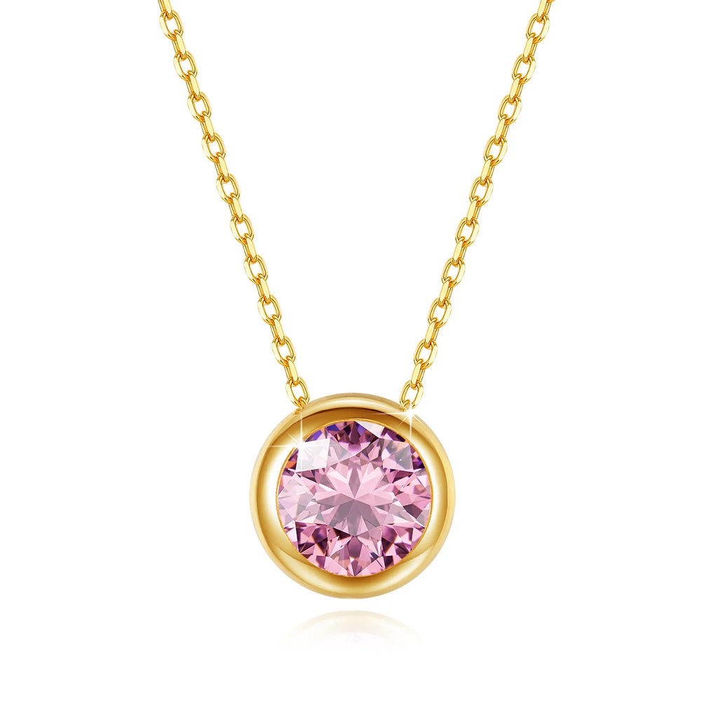Real 18k Gold Necklace GRA Pink Moissanite Diamond Pendant 0.5ct/1ct Pure AU750 Fine Jewelry Wedding Anniversary Gift for Women