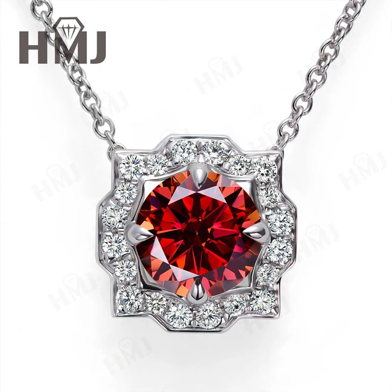 Silver Pendant Necklace for Women 1CT 2CT D Color Moissanite with GRA Certificate 925 Sterling Silver Wedding Necklace Gift