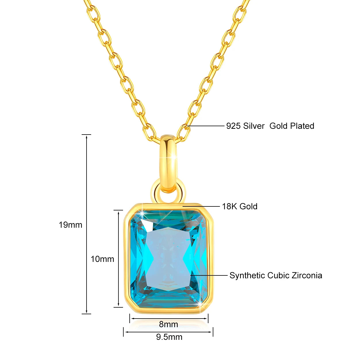 100% Real 18k Gold Necklace Pendant Women 8*10mm Blue Stone AU750 K Gold Jewelry With Certificate Wedding Anniversary Gift Sale