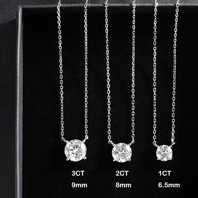 EWYA Luxury 1/2/3/5CT Real D Color Moissanite Pendant Necklace For Women Men 925 Silver Plated 18K Bridal Neck Fine Jewelry Gift