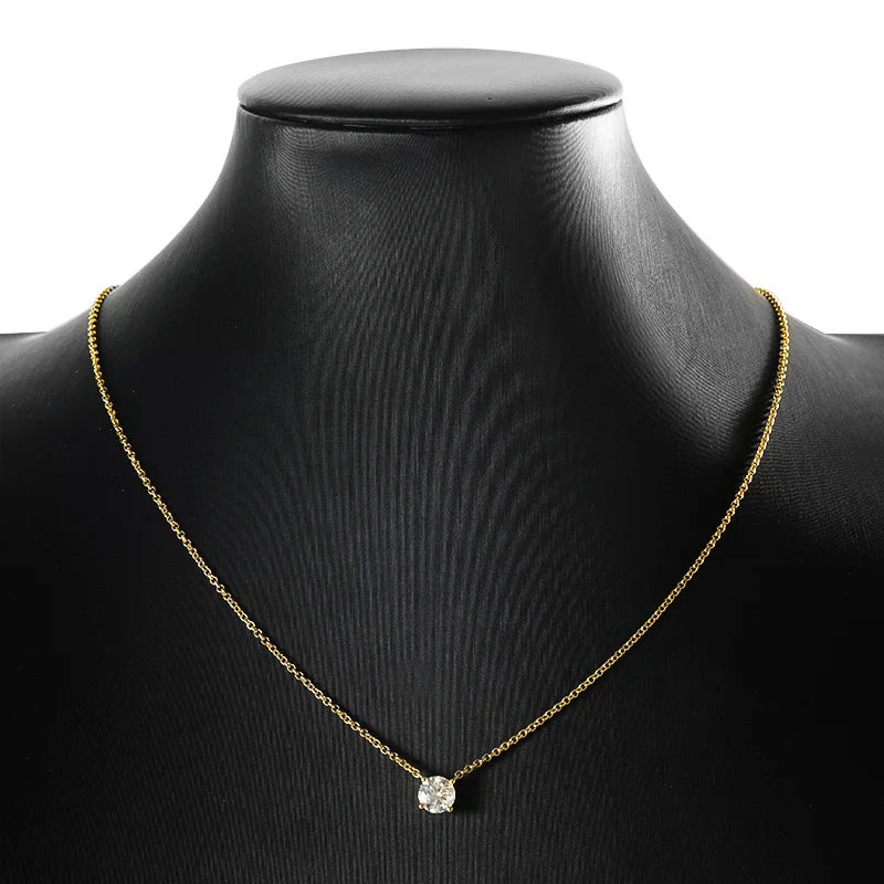 EWYA Luxury 1/2/3/5CT Real D Color Moissanite Pendant Necklace For Women Men 925 Silver Plated 18K Bridal Neck Fine Jewelry Gift