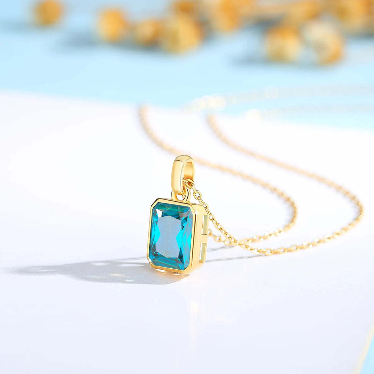 100% Real 18k Gold Necklace Pendant Women 8*10mm Blue Stone AU750 K Gold Jewelry With Certificate Wedding Anniversary Gift Sale