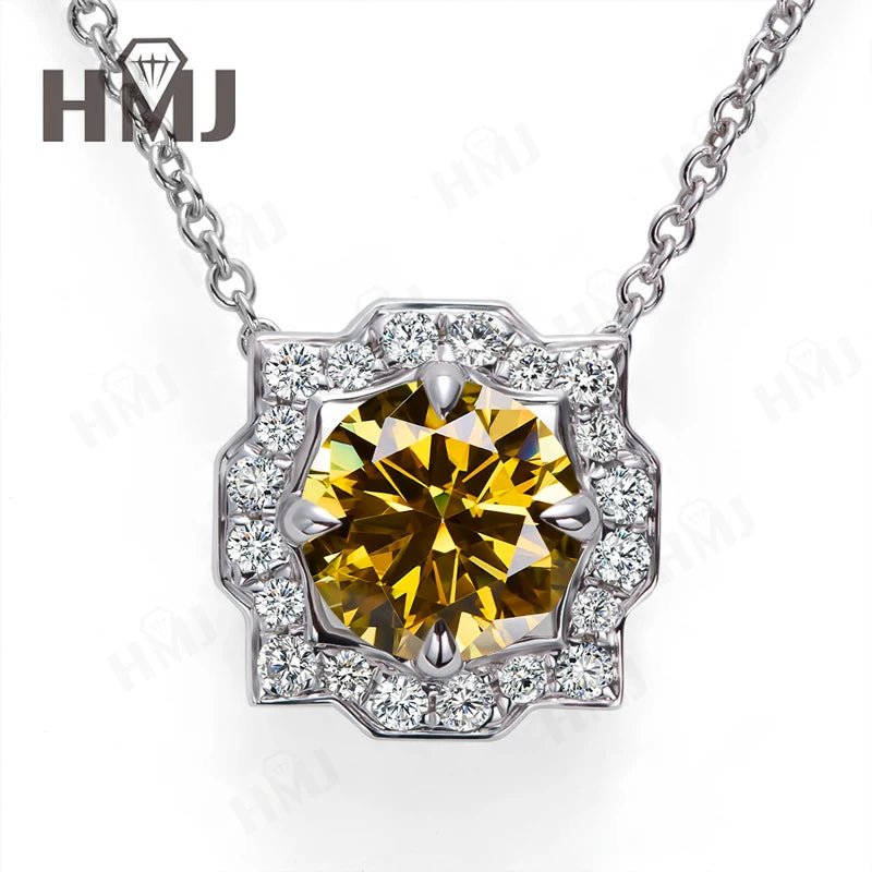 Silver Pendant Necklace for Women 1CT 2CT D Color Moissanite with GRA Certificate 925 Sterling Silver Wedding Necklace Gift