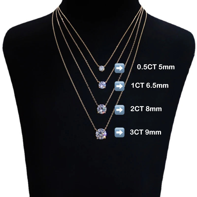EWYA Luxury 1/2/3/5CT Real D Color Moissanite Pendant Necklace For Women Men 925 Silver Plated 18K Bridal Neck Fine Jewelry Gift