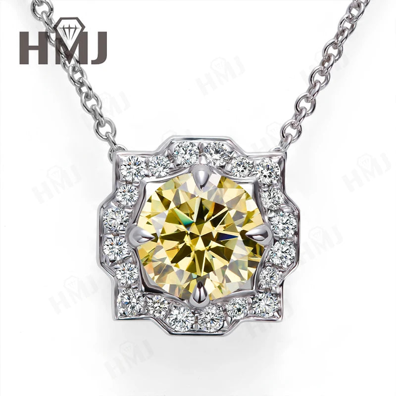 Silver Pendant Necklace for Women 1CT 2CT D Color Moissanite with GRA Certificate 925 Sterling Silver Wedding Necklace Gift