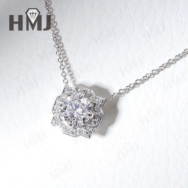 Silver Pendant Necklace for Women 1CT 2CT D Color Moissanite with GRA Certificate 925 Sterling Silver Wedding Necklace Gift