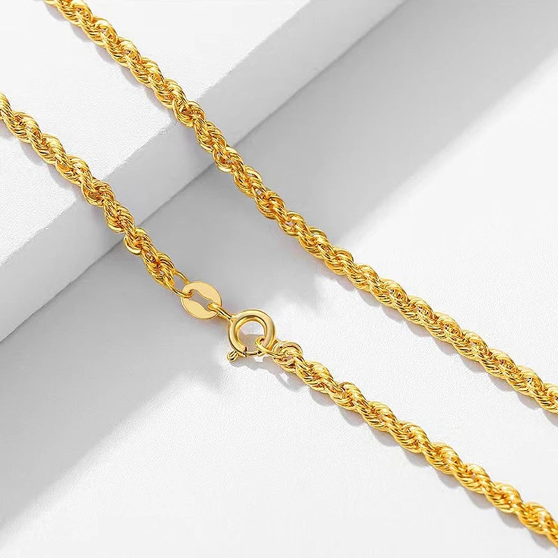 Real 18K Gold Necklace Match Pendant Chain Solid AU750 CLavicle Chain for Women Fine Jewelry Wedding Gift