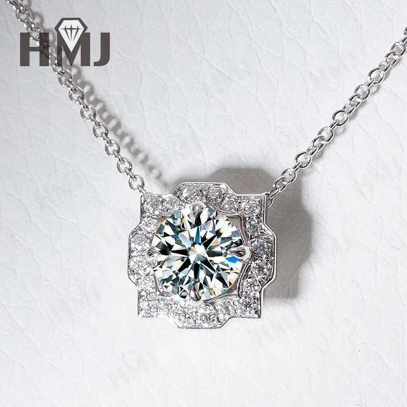 Silver Pendant Necklace for Women 1CT 2CT D Color Moissanite with GRA Certificate 925 Sterling Silver Wedding Necklace Gift