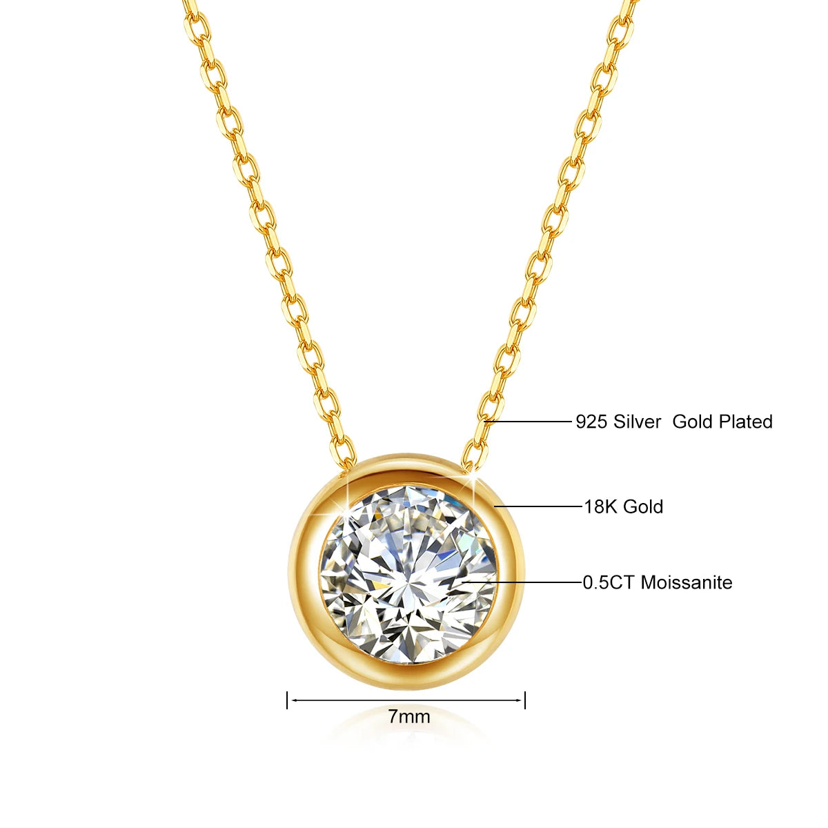 Real 18k Gold Necklace GRA Pink Moissanite Diamond Pendant 0.5ct/1ct Pure AU750 Fine Jewelry Wedding Anniversary Gift for Women