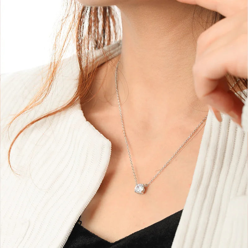 EWYA Luxury 1/2/3/5CT Real D Color Moissanite Pendant Necklace For Women Men 925 Silver Plated 18K Bridal Neck Fine Jewelry Gift