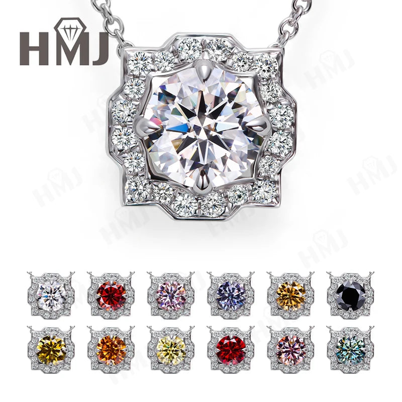 Silver Pendant Necklace for Women 1CT 2CT D Color Moissanite with GRA Certificate 925 Sterling Silver Wedding Necklace Gift