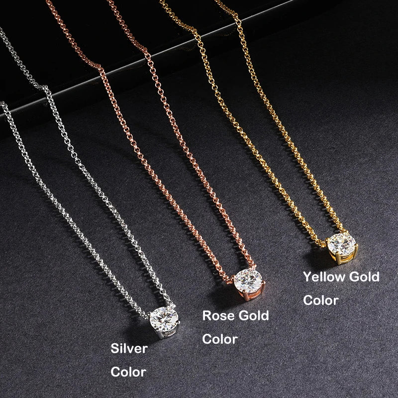 EWYA Luxury 1/2/3/5CT Real D Color Moissanite Pendant Necklace For Women Men 925 Silver Plated 18K Bridal Neck Fine Jewelry Gift