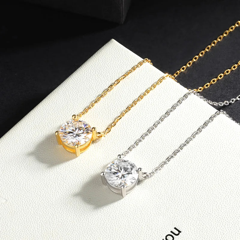 EWYA Luxury 1/2/3/5CT Real D Color Moissanite Pendant Necklace For Women Men 925 Silver Plated 18K Bridal Neck Fine Jewelry Gift