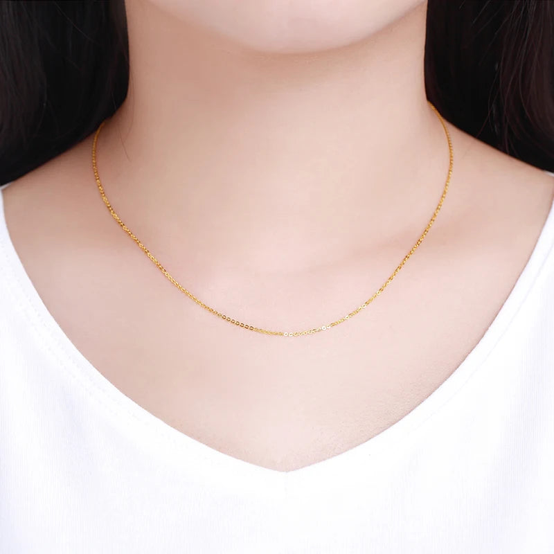 Real 18K Solid Gold Chain Necklace For Women,18 Inch Au750 Yellow Gold Necklace Wife Mother Girls Birthday Gift