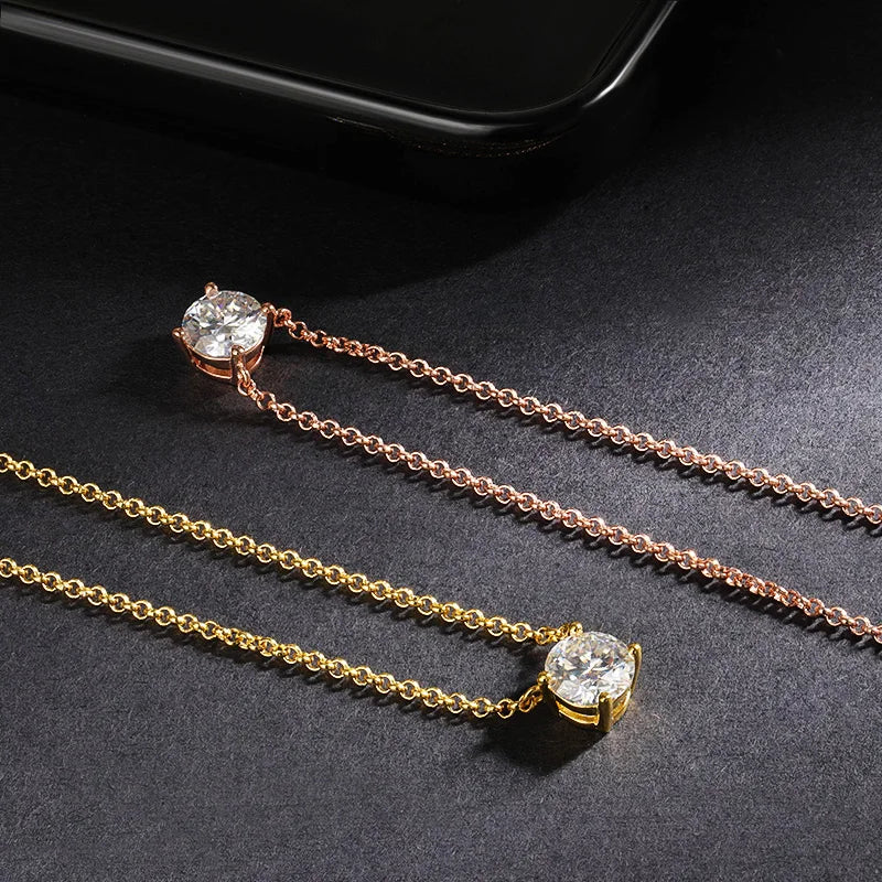 EWYA Luxury 1/2/3/5CT Real D Color Moissanite Pendant Necklace For Women Men 925 Silver Plated 18K Bridal Neck Fine Jewelry Gift