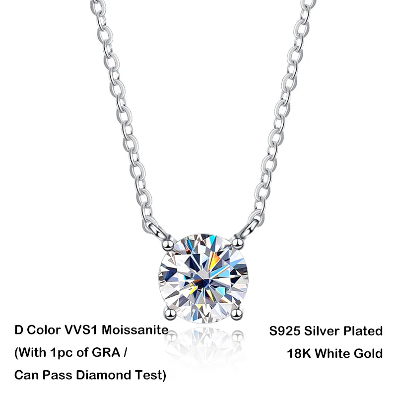 EWYA Luxury 1/2/3/5CT Real D Color Moissanite Pendant Necklace For Women Men 925 Silver Plated 18K Bridal Neck Fine Jewelry Gift