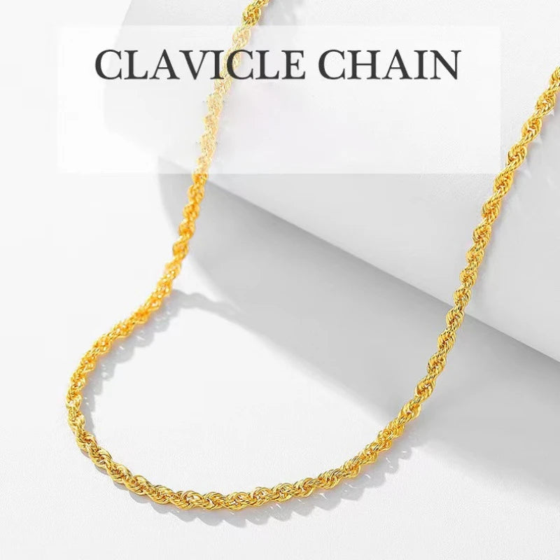 Real 18K Gold Necklace Match Pendant Chain Solid AU750 CLavicle Chain for Women Fine Jewelry Wedding Gift
