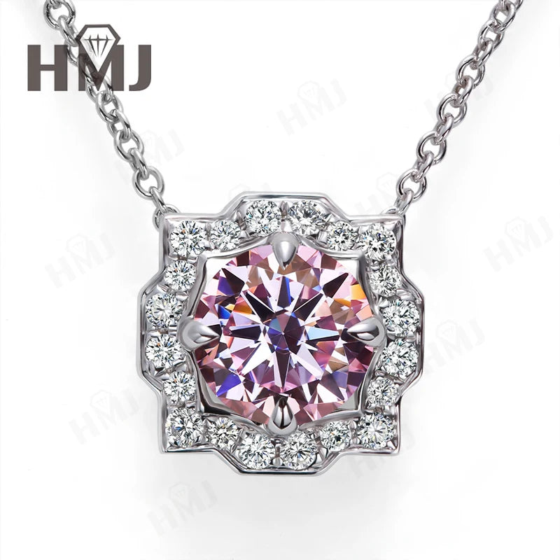 Silver Pendant Necklace for Women 1CT 2CT D Color Moissanite with GRA Certificate 925 Sterling Silver Wedding Necklace Gift
