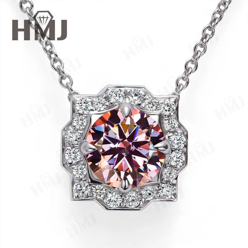 Silver Pendant Necklace for Women 1CT 2CT D Color Moissanite with GRA Certificate 925 Sterling Silver Wedding Necklace Gift
