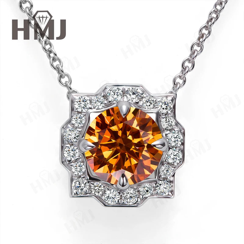 Silver Pendant Necklace for Women 1CT 2CT D Color Moissanite with GRA Certificate 925 Sterling Silver Wedding Necklace Gift