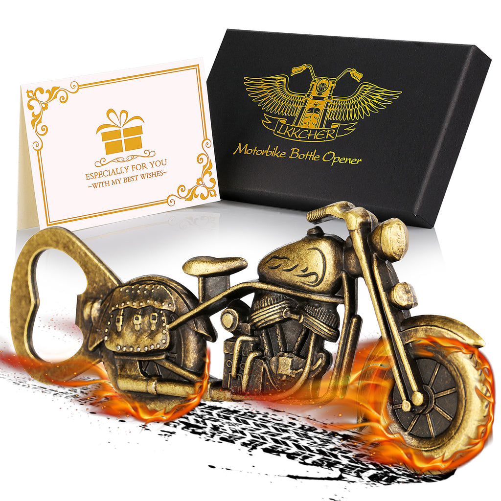 Old Style Motorcycle Beer Bottle Opener Black Gift Box With Greeting Card, Exclusive Gift For Motorcycle Enthusiasts, Bar Tool For Beer Enthusiasts, Ideal Choice For Home And Bar Use